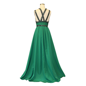 Double Strap Beaded Evening Gown